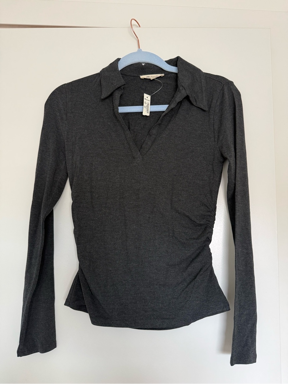 NWT Madewell Side-Cinch Long Sleeve Polo Top